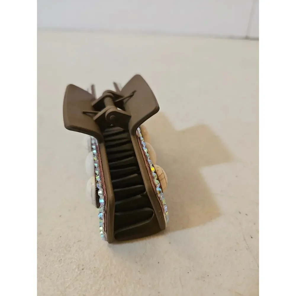 Western Cowhide Rhinestone Hair Claw Clip